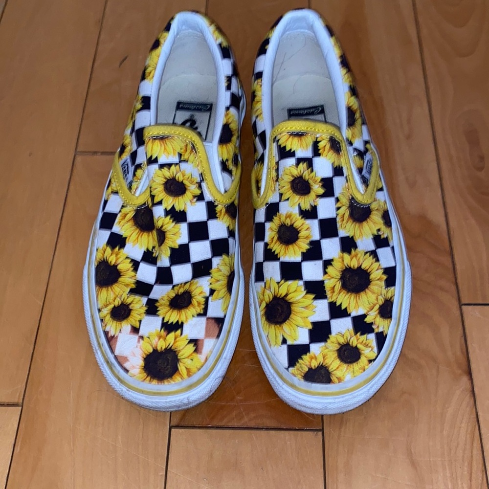 Vans sunflower slip ons